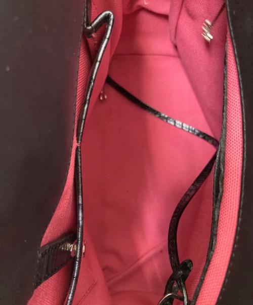 A.D.M.J.（エーディーエムジェイ）A.D.M.J. (エーディーエムジェイ) キャンバスクロコ型押しコンビハンドバッグ ブラック サイズ:下記参照の古着・服飾アイテム