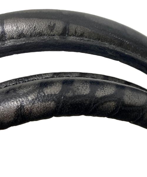 A.D.M.J.（エーディーエムジェイ）A.D.M.J. (エーディーエムジェイ) キャンバスクロコ型押しコンビハンドバッグ ブラック サイズ:下記参照の古着・服飾アイテム