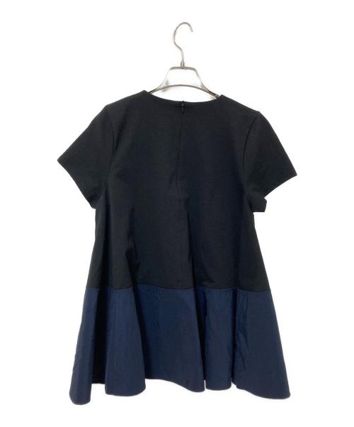 THREE SQUARE（スリースクエア）THREE SQUARE (スリースクエア) 裾フリルノースリーブカットソー ブラック×ネイビー サイズ:Fの古着・服飾アイテム