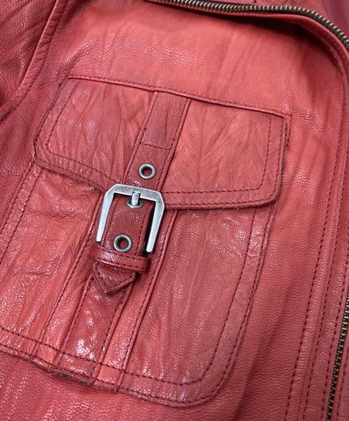 AVIREX（アヴィレックス）AVIREX (アヴィレックス) シープスキンレザージャケット レッド サイズ:Mの古着・服飾アイテム