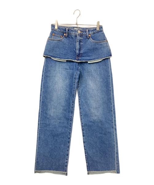 moussy（マウジー）moussy (マウジー) LAYERED WIDE STRAIGHT デニム インディゴ サイズ:2 未使用品の古着・服飾アイテム