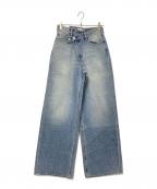 moussyマウジー）の古着「CROSS WAIST WIDE STRAIGHT」｜インディゴ