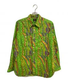 Needles（ニードルズ）の古着「マルチカラー 総プリント ワークシャツ」｜グリーン