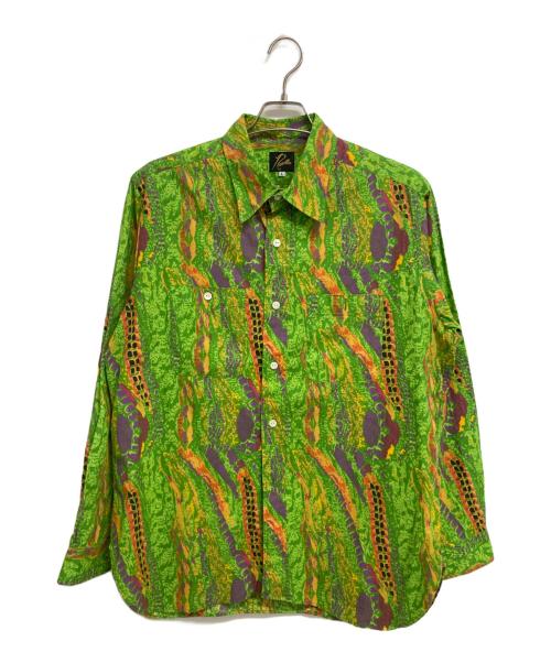 Needles（ニードルズ）Needles (ニードルズ) マルチカラー 総プリント ワークシャツ グリーン サイズ:Lの古着・服飾アイテム