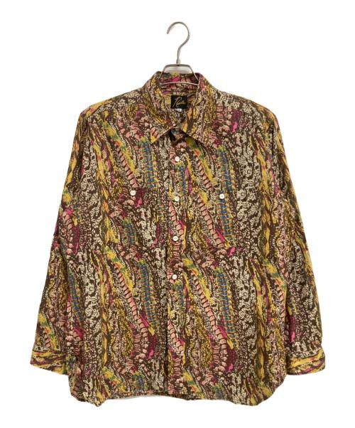 Needles（ニードルズ）Needles (ニードルズ) マルチカラー 総プリント ワークシャツ ブラウン サイズ:Lの古着・服飾アイテム