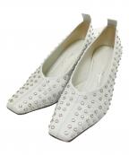 Salvatore Ferragamoサルヴァトーレ フェラガモ）の古着「Ｆヒールラインストーンパンプス」｜ホワイト