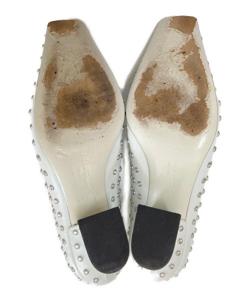 Salvatore Ferragamo（サルヴァトーレ フェラガモ）Salvatore Ferragamo (サルヴァトーレ フェラガモ) Ｆヒールラインストーンパンプス ホワイト サイズ:6 1/2の古着・服飾アイテム