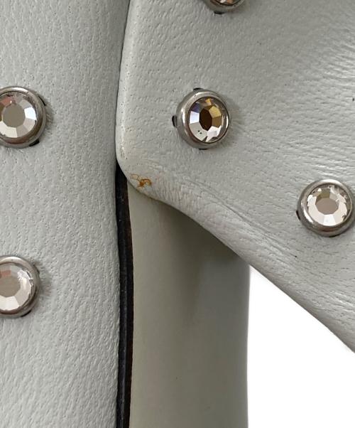 Salvatore Ferragamo（サルヴァトーレ フェラガモ）Salvatore Ferragamo (サルヴァトーレ フェラガモ) Ｆヒールラインストーンパンプス ホワイト サイズ:6 1/2の古着・服飾アイテム