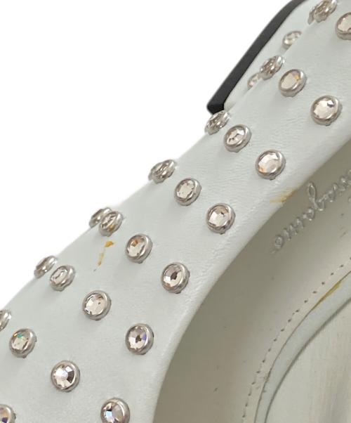 Salvatore Ferragamo（サルヴァトーレ フェラガモ）Salvatore Ferragamo (サルヴァトーレ フェラガモ) Ｆヒールラインストーンパンプス ホワイト サイズ:6 1/2の古着・服飾アイテム