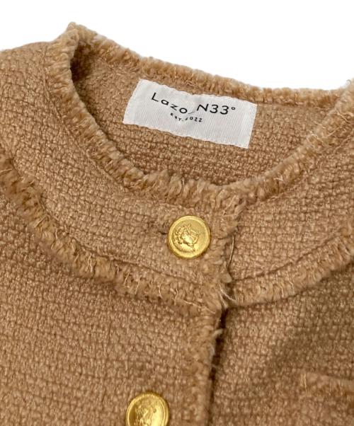 LAZO N33（ラソエヌサーティスリー）LAZO N33 (ラソエヌサーティスリー) ツイードジャケット ベージュ サイズ:Mの古着・服飾アイテム