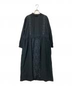 TSUHARU by samansa Mos2ツハル バイ サマンサモスモス）の古着「チェック織りレース刺繍ワンピース」｜ブラック