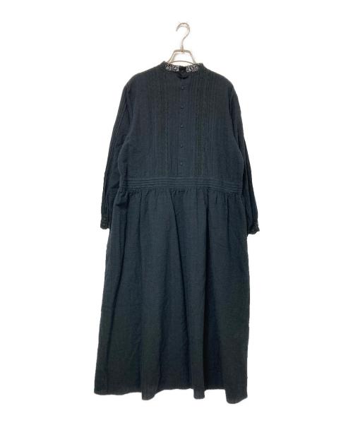 TSUHARU by samansa Mos2（ツハル バイ サマンサモスモス）TSUHARU by samansa Mos2 (ツハル バイ サマンサモスモス) チェック織りレース刺繍ワンピース ブラック サイズ:Fの古着・服飾アイテム