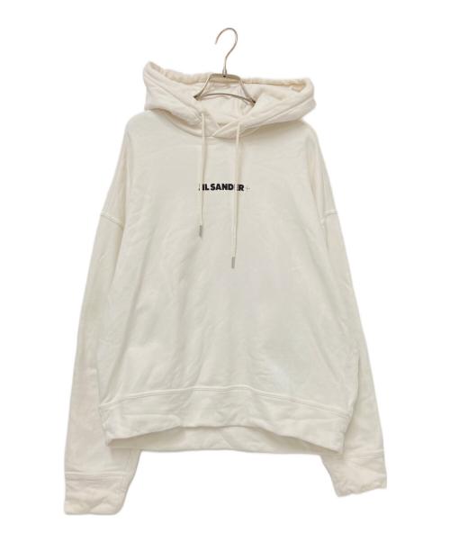 JIL SANDER（ジルサンダー）JIL SANDER (ジルサンダー) ロゴプリントパーカー ホワイト サイズ:Sの古着・服飾アイテム