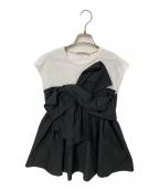 CELFORDセルフォード）の古着「ビックリボンカットトップス」｜ブラック×ホワイト