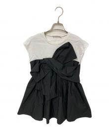 CELFORD（セルフォード）の古着「ビックリボンカットトップス」｜ブラック×ホワイト