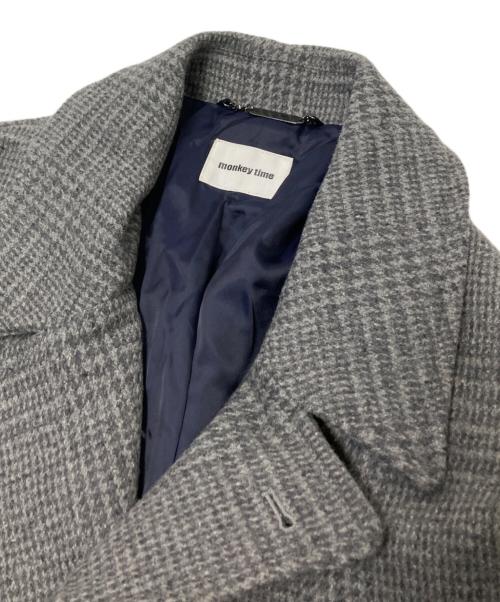 MONKEY TIME（モンキータイム）MONKEY TIME (モンキータイム) GLEN PLAID MELTON OVERCOAT グレー サイズ:Mの古着・服飾アイテム
