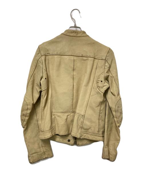 VERA PELLE（ベラペレ）VERA PELLE (ベラペレ) レザーシングルライダースジャケット ベージュ サイズ:42の古着・服飾アイテム