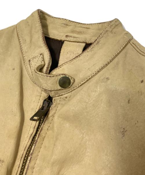 VERA PELLE（ベラペレ）VERA PELLE (ベラペレ) レザーシングルライダースジャケット ベージュ サイズ:42の古着・服飾アイテム