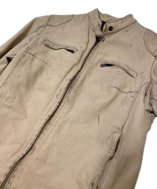 VERA PELLE（ベラペレ）VERA PELLE (ベラペレ) レザーシングルライダースジャケット ベージュ サイズ:42の古着・服飾アイテム