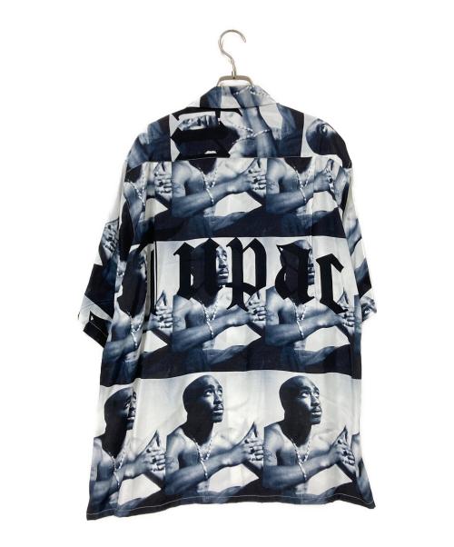 WACKO MARIA（ワコマリア）WACKO MARIA (ワコマリア) TUPAC S/S HAWAIIAN SHIRT ホワイト×ブラック サイズ:Lの古着・服飾アイテム