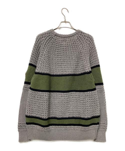 C.E（シーイー）C.E (シーイー) LINE LOOSE NET KNIT グレー×グリーン サイズ:Mの古着・服飾アイテム