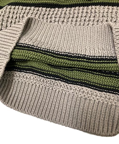 C.E（シーイー）C.E (シーイー) LINE LOOSE NET KNIT グレー×グリーン サイズ:Mの古着・服飾アイテム