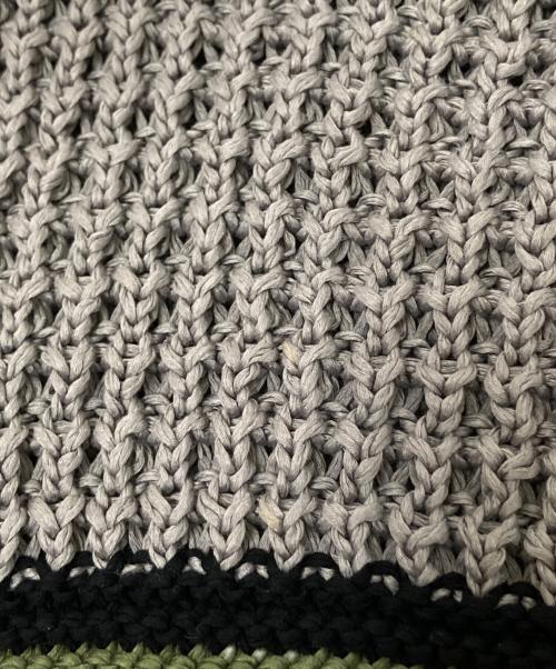 C.E（シーイー）C.E (シーイー) LINE LOOSE NET KNIT グレー×グリーン サイズ:Mの古着・服飾アイテム