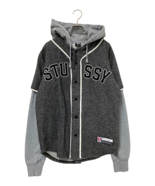 stussy（ステューシー）stussy (ステューシー) レイヤードベースボールパーカー グレー サイズ:Sの古着・服飾アイテム