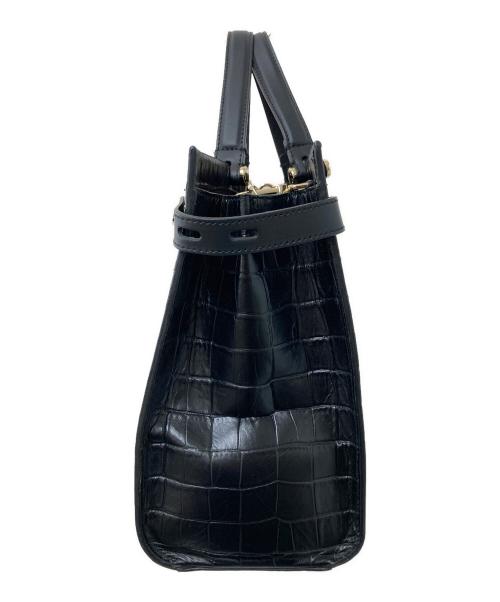 FURLA（フルラ）FURLA (フルラ) クロコ型押し2WAYバッグ ブラックの古着・服飾アイテム