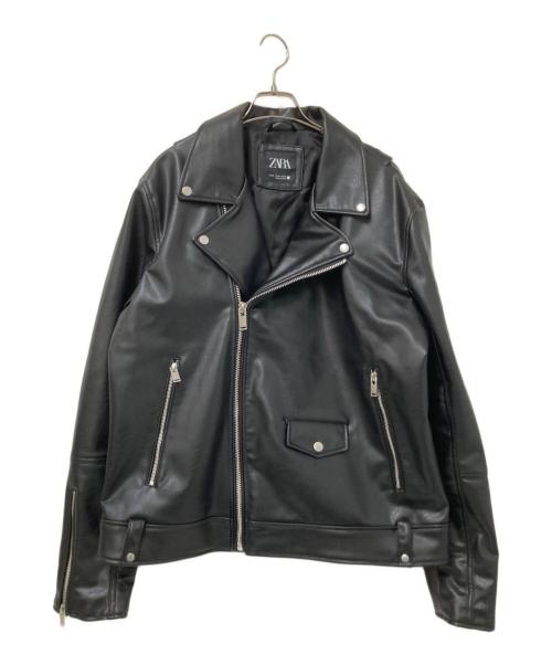 ZARA（ザラ）ZARA (ザラ) フェイクレザーダブルライダースジャケット ブラック サイズ:US:XLの古着・服飾アイテム