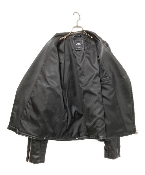 ZARA（ザラ）ZARA (ザラ) フェイクレザーダブルライダースジャケット ブラック サイズ:US:XLの古着・服飾アイテム