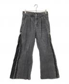 HAREハレ）の古着「ZIPレイヤードデニムパンツ」｜ブラック