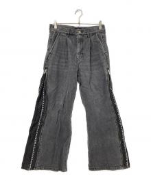 HARE（ハレ）の古着「ZIPレイヤードデニムパンツ」｜ブラック