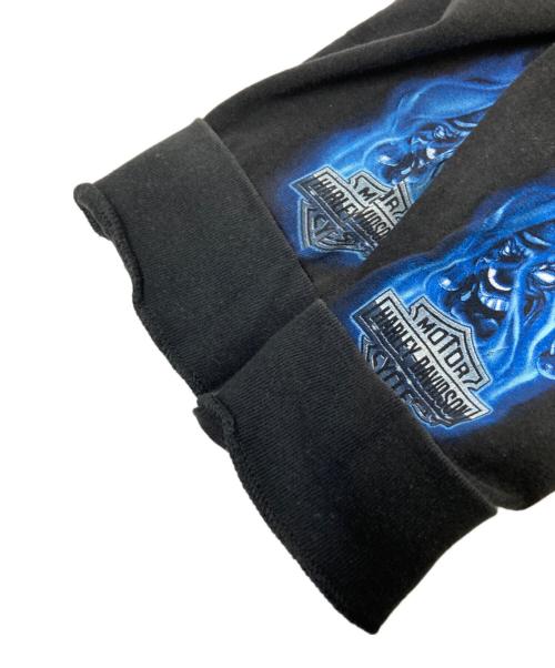 HARLEY-DAVIDSON（ハーレーダビッドソン）HARLEY-DAVIDSON (ハーレーダビッドソン) ブルーフレイムジョーカーロンTシャツ ブラック サイズ:2Xの古着・服飾アイテム