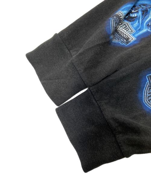 HARLEY-DAVIDSON（ハーレーダビッドソン）HARLEY-DAVIDSON (ハーレーダビッドソン) ブルーフレイムジョーカーロンTシャツ ブラック サイズ:2Xの古着・服飾アイテム