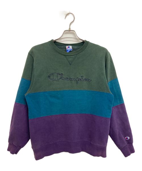 Champion（チャンピオン）Champion (チャンピオン) マルチボーダースウェット グリーン サイズ:Mの古着・服飾アイテム