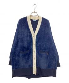 KUMIKYOKU（クミキョク）の古着「ナイロンファーニット カーディガン」｜ネイビー