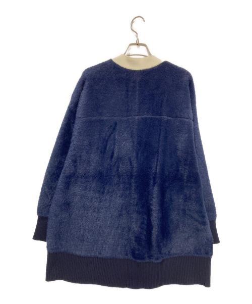 KUMIKYOKU（クミキョク）KUMIKYOKU (クミキョク) ナイロンファーニット カーディガン ネイビー サイズ:Fの古着・服飾アイテム