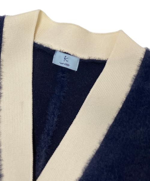 KUMIKYOKU（クミキョク）KUMIKYOKU (クミキョク) ナイロンファーニット カーディガン ネイビー サイズ:Fの古着・服飾アイテム