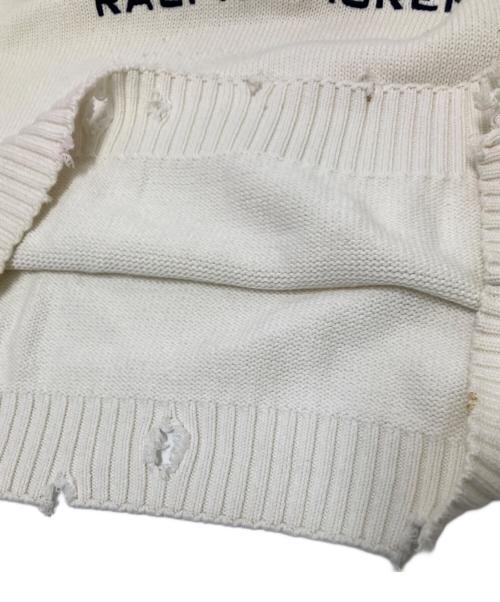 CHAPS RALPH LAUREN（チャップス ラルフローレン）CHAPS RALPH LAUREN (チャップス ラルフローレン) ダメージニット ホワイト サイズ:XLの古着・服飾アイテム