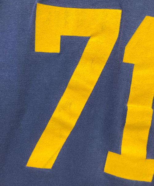 Champion（チャンピオン）Champion (チャンピオン) 70‘SナンバリングフットボールTシャツ ネイビー×イエロー サイズ:Lの古着・服飾アイテム