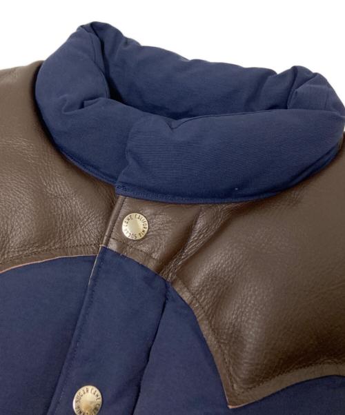 SUGAR CANE（シュガーケーン）SUGAR CANE (シュガーケーン) レザーヨークダウンベスト ネイビー×ブラウン サイズ:Lの古着・服飾アイテム