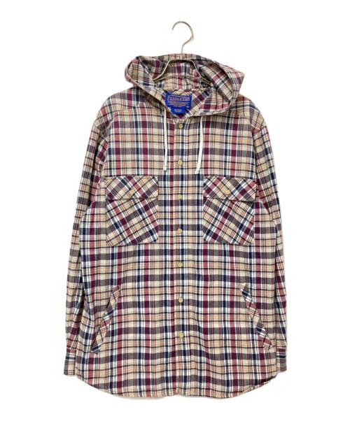 PENDLETON（ペンドルトン）PENDLETON (ペンドルトン) フード付チェックシャツ パープル×ホワイト サイズ:Mの古着・服飾アイテム