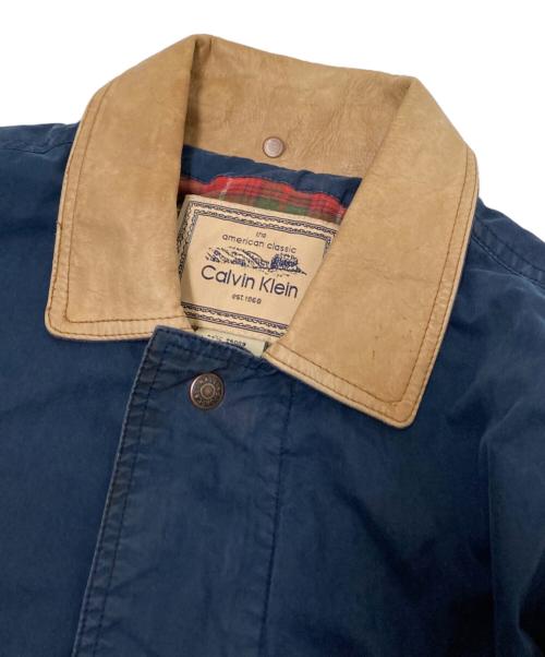 Calvin Klein（カルバンクライン）Calvin Klein (カルバンクライン) 裏地チェックコート ネイビー サイズ:Mの古着・服飾アイテム