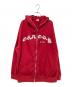 PC TOKYO（ピーシー トーキョー）の古着「ツノ付きジップパーカー」｜レッド
