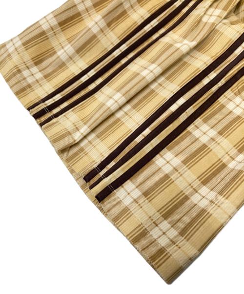 adidas（アディダス）adidas (アディダス) コーデュロイ タータン ワイドレッグパンツ ベージュ サイズ:Mの古着・服飾アイテム