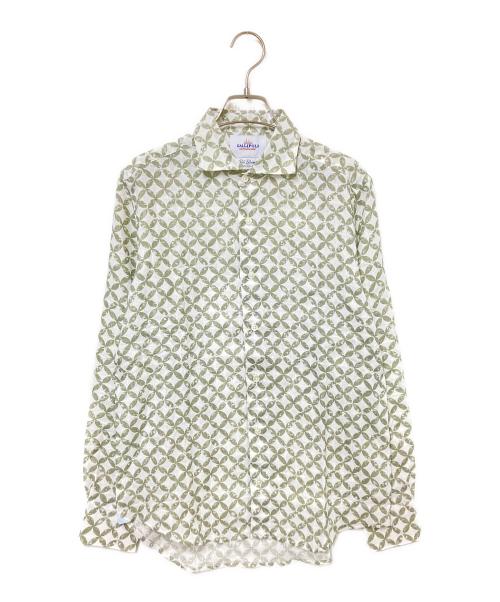 GALLIPOLI camiceria（ガリポリ カミチェリア）GALLIPOLI camiceria (ガリポリ カミチェリア) 総柄リネンシャツ ホワイト×ベージュ サイズ:46の古着・服飾アイテム