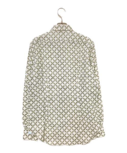 GALLIPOLI camiceria（ガリポリ カミチェリア）GALLIPOLI camiceria (ガリポリ カミチェリア) 総柄リネンシャツ ホワイト×ベージュ サイズ:46の古着・服飾アイテム