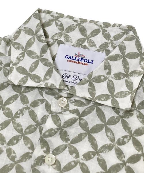 GALLIPOLI camiceria（ガリポリ カミチェリア）GALLIPOLI camiceria (ガリポリ カミチェリア) 総柄リネンシャツ ホワイト×ベージュ サイズ:46の古着・服飾アイテム