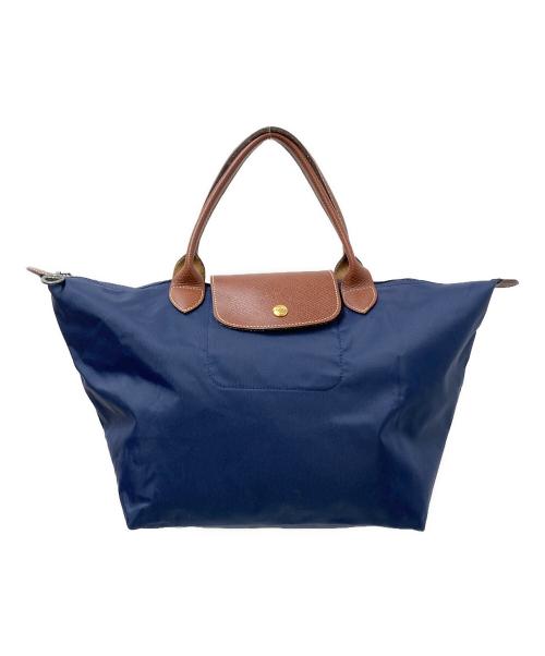 LONGCHAMP（ロンシャン）LONGCHAMP (ロンシャン) 舟形トートバッグ ネイビー×ブラウン サイズ:下記参照の古着・服飾アイテム